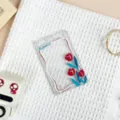 Transparent card holder with red tulip floral pattern and stylish English print - Rose Tulip Pattern / No Accessories