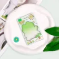 Transparent PS Cartoon Card Holder Green Frog Student ID Badge Protector with Lanyard Slot - Sun Frog Frame / No Accessories