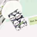 Süßer Cartoon Panda ABS Kartenhalter Studentenausweis Schutzhülle mit Umhängeband - All-over Mini-Pandas (Ohne Zubehör)