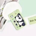Grüner süßer Panda ABS Kartenhalter als Variante, ideal für Schülerausweise und Pendler. - Liegender Panda (Ohne Zubehör)