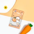 Transparent cute cartoon card holder clear protective sleeve for student campus IC cards. - Orange Holding Dog (No Accessories) / Sliding Transparent