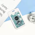 Cute astronaut student cartoon card holder ABS campus bus card protective sleeve white - Green Standing Astronaut Style (No Accessories)