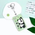 Cute panda cartoon card holder with retractable badge reel and sliding cover for students. - Lying Panda And White Badge Reel
