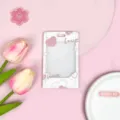 Rosa Love Muster Hartplastik Kartenhalter transparente ID Abzeichen Schutzhülle ästhetisch - Schiebe Transparent-Weißer Hintergrund Herz Dialogbox (Ohne Zubehör)