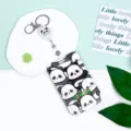 Cute cartoon panda card holder with a retractable badge reel for school bus cards use. - All-over Mini Pandas And White Badge Reel