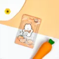 Transparent cute cartoon card holder with puppy design, ID badge holder for student campus use. - Orange Scarf Dog (No Accessories) / Sliding Transparent