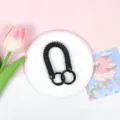 Schwarze dehnbare Spiralkabel Handykette Lanyard Anti-Verlust Handgelenkband - Doppelring Spiralseil / Schwarz