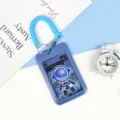Cute astronaut student ID card holder with coil lanyard, blue ABS protective cover for bus school cards. - Interstellar Astronaut Style (With Spring Rope)
