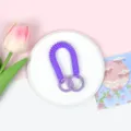Dehnbare lila Feder Telefonband mit doppelten Ringverschlüssen, anti-verlust Spiralseil. - Doppelring Spiralseil / Lila