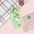 Cute green cartoon card holder with keychain for student ID or bus pass protection. - Matcha Green Puppy / Green Heart Keychain / Green