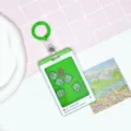 Creative cute animal shaker card holder student ID meal card protective case DIY bus pass cover - Green Dinosaur (Green Border) / Green Strap Keyring