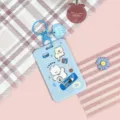 Cute blue cartoon card holder with lanyard and cute puppy design for students daily use. - Oreo Puppy / Blue Heart Keychain / Blue