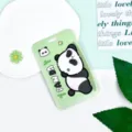 Cute cartoon panda sliding badge card holder student bus card protective case green prop photo - Lying Panda (No Accessories)