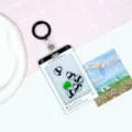 Creative panda shaker card holder transparent ID badge holder with cute liquid design - Panda (Black Border) / 3.3 Leather Strap Black Keyring
