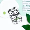 Cute cartoon panda card holder student ID badge protector sliding bus card case cute accessory - All-over Mini Pandas (No Accessories)