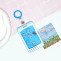 Creative animal shaker card holder with cute elephant pattern and blue keychain for students. - Blue Elephant (Blue Border) / 3.3 Blue Leather Keychain