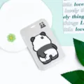 Cute cartoon panda ID card holder student badge protective cover sliding relief bus card case - Scratching Panda (No Accessories)