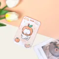 Tarjetero deslizante ABS lindo dibujos animados campus tarjeta de comida funda protectora - Perro Blanco con Sombrero de Naranja (Sin Accesorios)