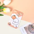 Lindo tarjetero deslizante de ABS de dibujos animados perro naranja funda protectora de tarjeta - Perro Naranja Pastel (Sin Accesorios)