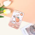Portatarjetas deslizante ABS bonito dibujos animados estudiante campus funda protectora - Perro Naranja Degradado (Sin Accesorios)