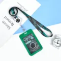 Cute astronaut ABS student card holder with lanyard for campus bus meal cards protection. - Green Astronaut Style (With Retractable Long Rope)