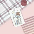 Cute cartoon student card holder badge case ID card protective sleeve pink sweet style - Guitar Cat / No Accessories / White