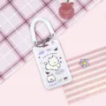 Cute cartoon puppy card holder with white coiled spring lanyard for students and daily use. - Purple Taro Puppy + White Spring Rope