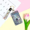 Creative cute animal arcade game card holder keychain student id badge protective case style - Black Rainbow Keychain / Black Grid Console