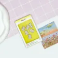 Cute puppy animal shaker ID card holder, yellow social media frame style card sleeve variant. - Puppy (Yellow Border) / No Accessories