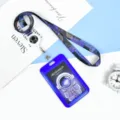 Cute astronaut student ID card holder with retractable reel and lanyard for school. - Blue Standing Astronaut Style (With Retractable Long Rope)
