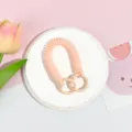 Rosa einziehbar doppelter Ring Telefon Lanyard Feder Spirale anti-verloren Seil. - Doppelring Spiralseil / Fleischrosa