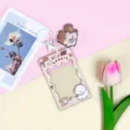 Cute cartoon transparent acrylic card holder with keychain, ideal for student ID and bus pass. - Squirrel & White Dog (Brown Frame) / Small Squirrel White Keychain