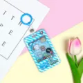 Cute claw machine card holder with shaker design, perfect student ID badge protector case. - 3.3 Blue Leather Keychain / Blue Grid Console