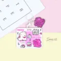 Cute pink cartoon card holder keychain with strap, student bus card protective case. - Horizontal Type - Pink Cake Crocodile / White Pink Crocodile Keychain