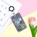 Cute cartoon animal shaker ID card holder student badge protective case with key ring. - 3.3 Leather Strap Black Keyring / Black Grid Console