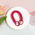 Einziehbare spiralförmige Handykette in hellem Pink mit doppelten Ringen praktisches Zubehör - Doppelring Spiralseil / Magenta