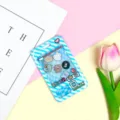 Cute claw machine card sleeve blue shaker student ID card holder protective case badge case - Animal Shaking (No Accessories) / Blue Grid Console