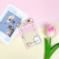 Cute cartoon transparent card holder with cute animal design, perfect for students and daily use. - Squirrel & White Dog (Brown Frame) / No Accessories