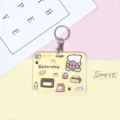 Horizontal cute cartoon bear ID card holder slide badge case student bus IC card protective sleeve - Yellow Dog With Fish Pattern / Round Buckle