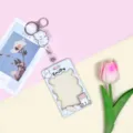 Cute transparent cartoon animal ID card holder with retractable badge reel for students. - Bread Dog (Blue Frame) Transparent Sliding Style / With White Retractable Buckle (Turning Head Dog Charm)