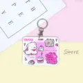 Cute cartoon dog sliding card holder badge ID transit card protector keychain accessory. - Pink Cake Crocodile Pattern / Round Buckle
