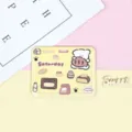 Cute cartoon horizontal IC card holder student badge protective case with sweet bread design. - Yellow Dog With Fish Pattern / No Accessories