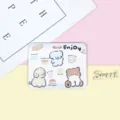 Cute cartoon puppy sliding card holder horizontal badge ID card protector cover student pass case - Blue Striped Snack Elephant Pattern / No Accessories