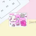 Cute cartoon slide card holder student badge protective cover for IC access card ID badge - Pink Cake Crocodile Pattern / No Accessories