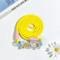 Yellow braided phone lanyard with pink accents and cute unicorn acrylic charm, crossbody - English Unicorn + Yellow Crossbody Double Loop Braided Rope (Light Pink)