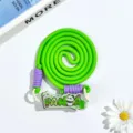Bright green braided phone lanyard with cute panda acrylic charm and purple accents for crossbody use. - English Panda + Green Crossbody Double Loop Braided Rope (Purple)