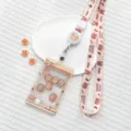Cute cartoon bear claw machine ID card holder set with soft lanyard, clear transparent protective case. - Orange Claw Machine Milk Tea Bear Shaking / Sliding Transparent + Milk Tea Bear Lanyard (Beige Bear Head)