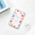 Ins style sliding card holder transparent ABS school badge protective cover light blue floral - Blue Border English Flower Frame / Card Sleeve No Accessories