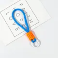 Short woven wrist lanyard blue and orange phone charm keychain strap anti-lost strap - Blue Orange