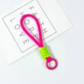 Pink neon green woven wrist lanyard short keychain strap for phone case anti-loss - Pink Lime